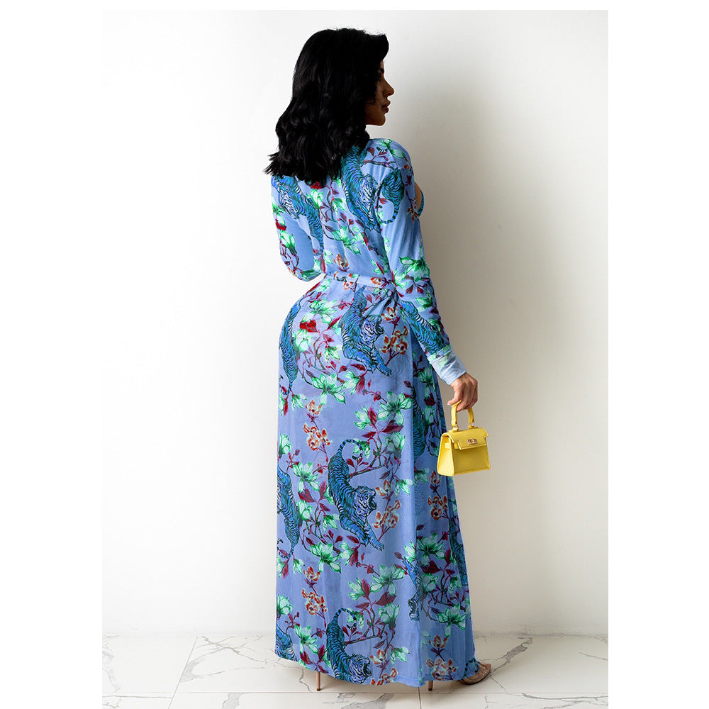 Sexy Women Three-Piece Mesh See-Through Shawl Long Coat