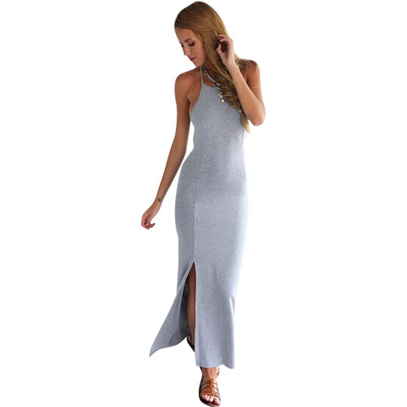 USA Size Sexy slim backless long beach dress