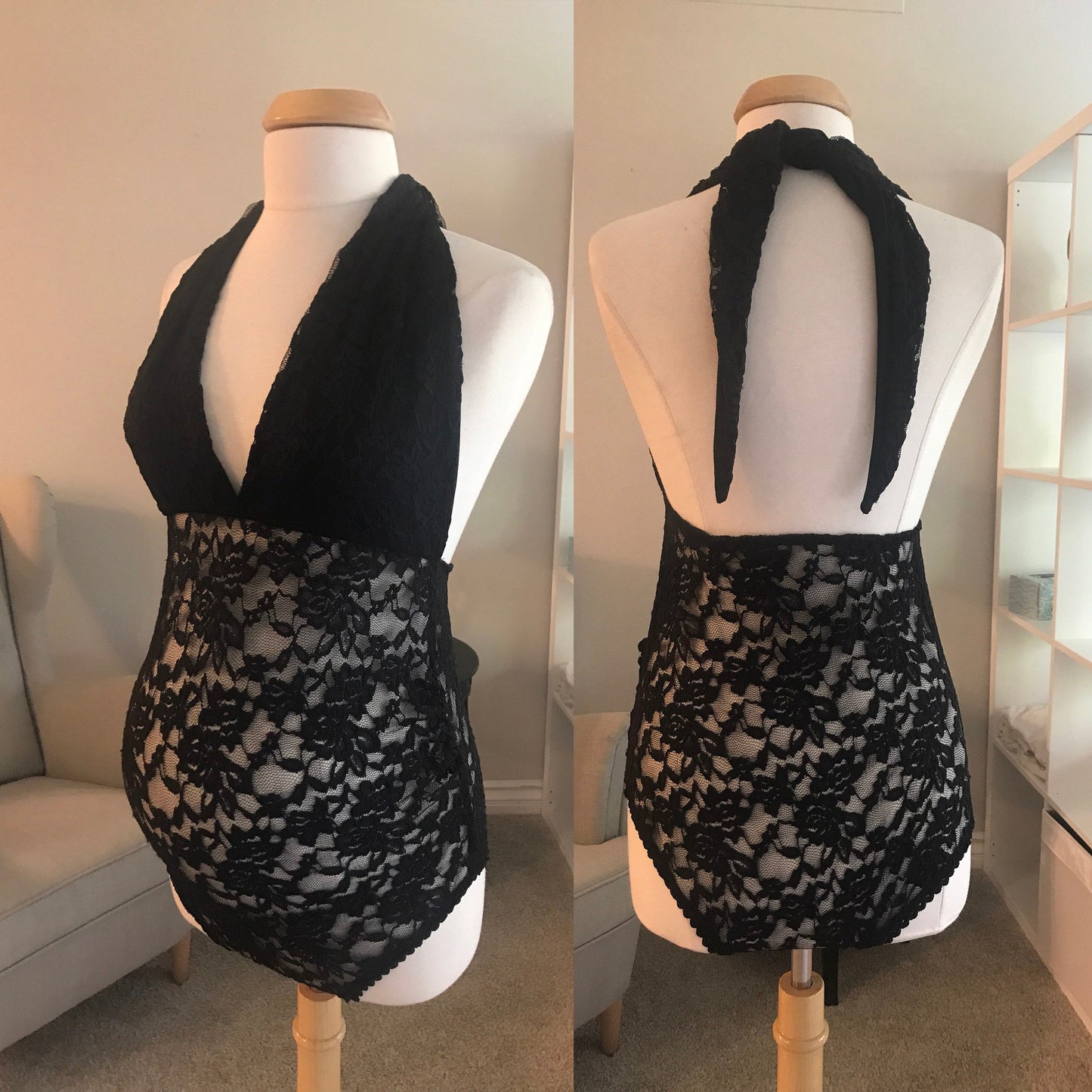 Sexy Halter Lace Backless Maternity Dress