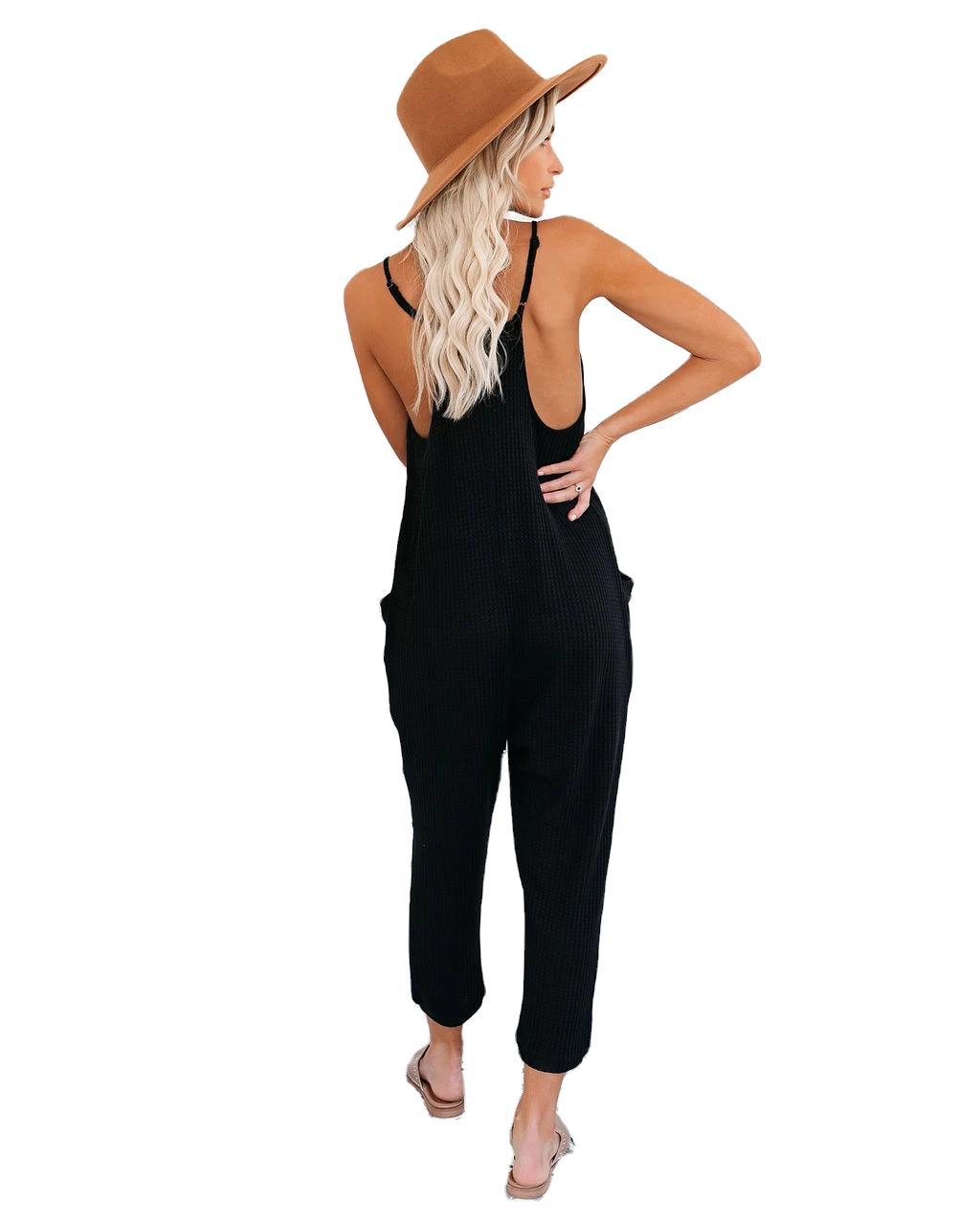 Cropped Pants Jumpsuit Mid-Waist Casual Pants