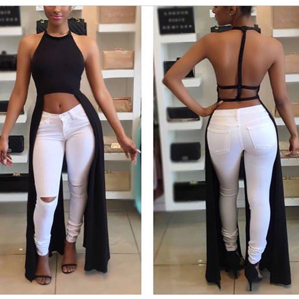 Leaky Back Halter Sleeveless Sexy Long Dress