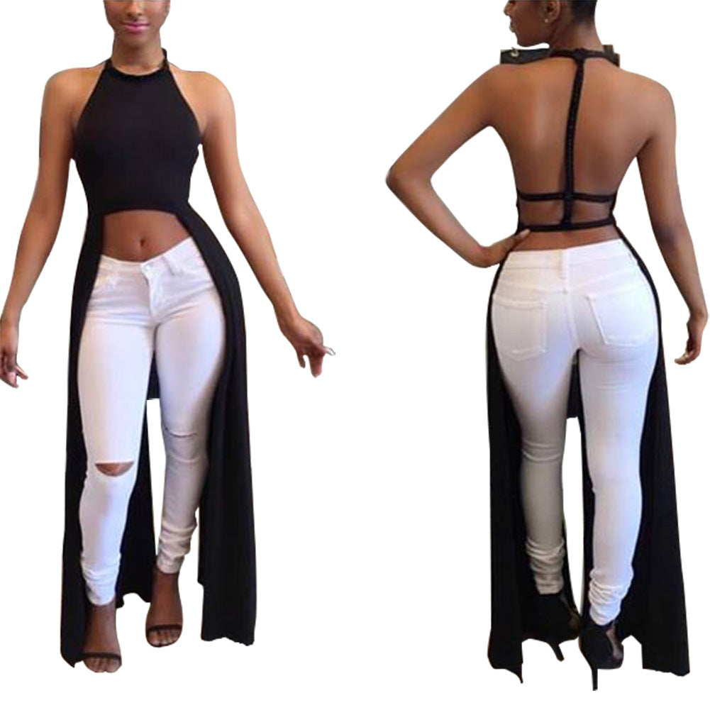 Leaky Back Halter Sleeveless Sexy Long Dress