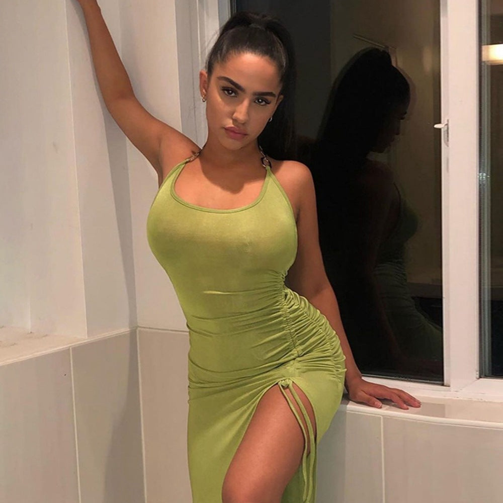 Fashion With Chain Sling Irregular Tight Dress Sexy