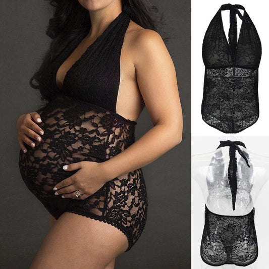 Sexy Halter Lace Backless Maternity Dress