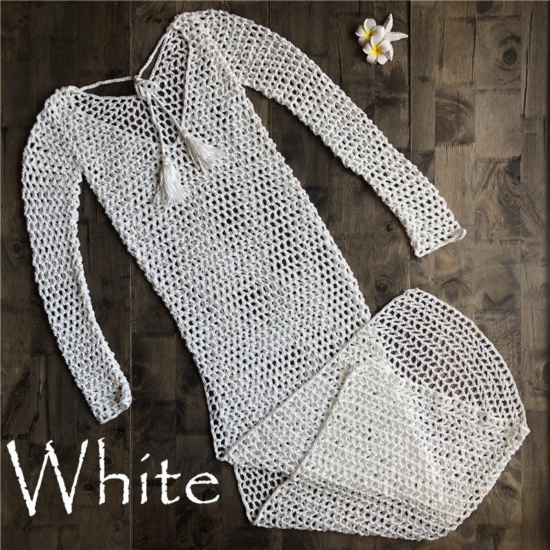 Hollow sun protection dress knitted swimsuit