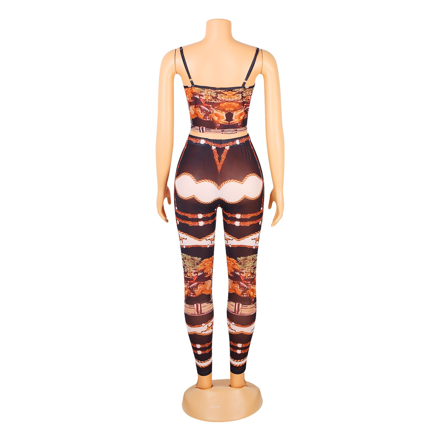 Sexy Mesh See-Through Suspenders Wrapped Chest Jumpsuit