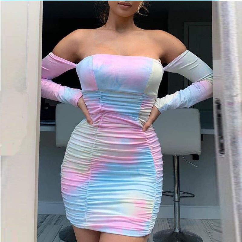 One-line neck sexy halter fashion slim dress