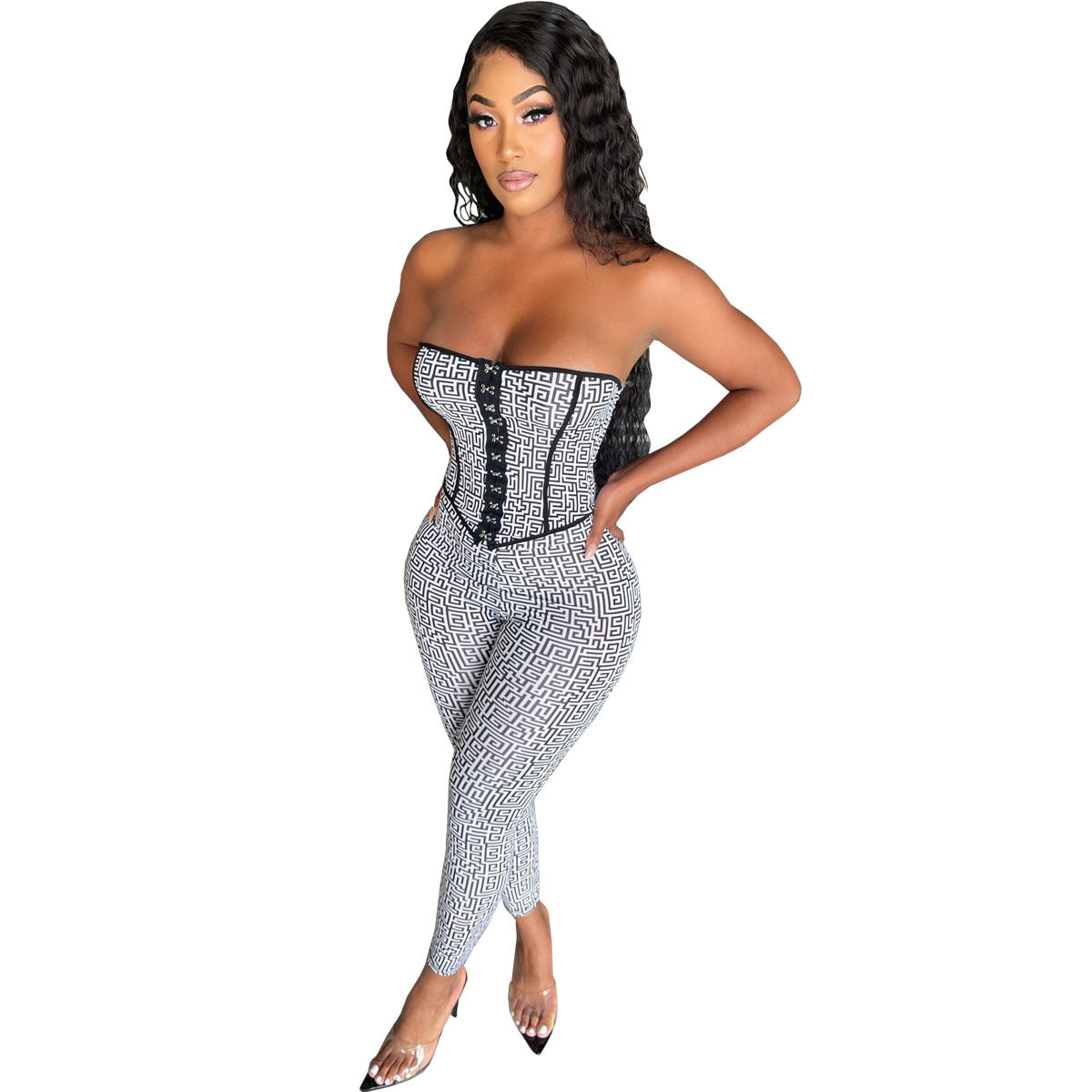 Sexy Top Dress Waistcoat Halter Slim Fit Print