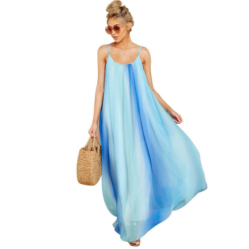 Women's Sexy Gradient Chiffon Strap Beach Dress