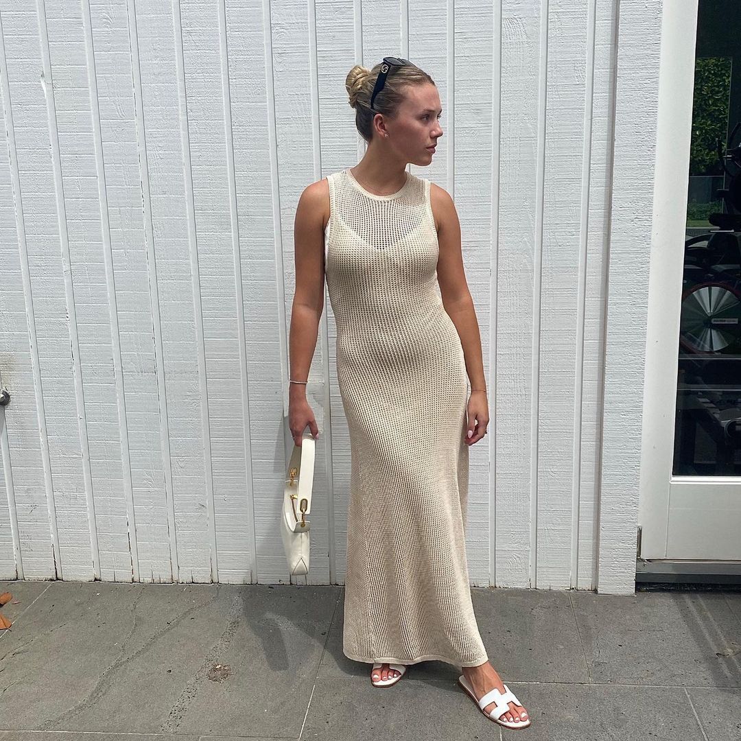 Knitted Hollow Out Long Dress Cover Up For Summer