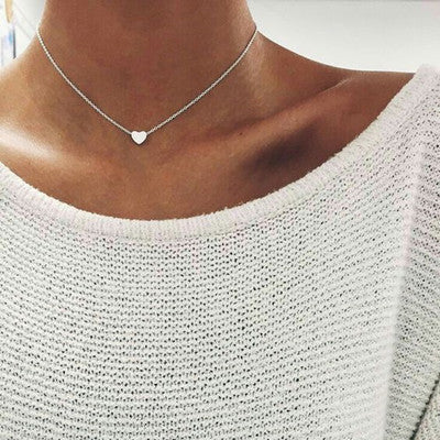 Simple Fashion Gold Color Double-sided Love Pendant Necklaces Clavicle Chains Necklace Women Jewelry Valentines Day Gift