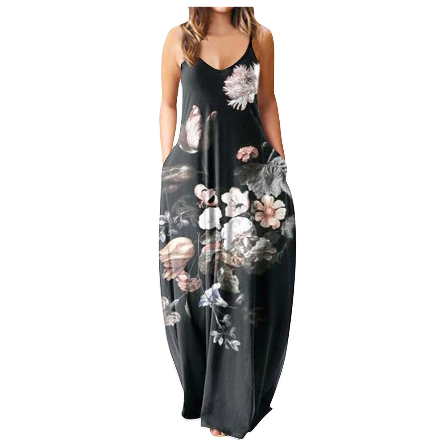 Casual Print Plus Size Sling Long Dress
