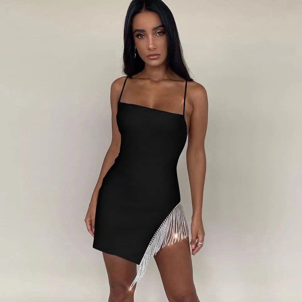 Fringe-paneled sexy camisole dress