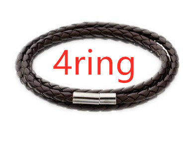 Personalized Mens Braided Genuine Leather Bracelet Stainless Steel Custom Beads Name Charm Bracelet For Men With Family Names