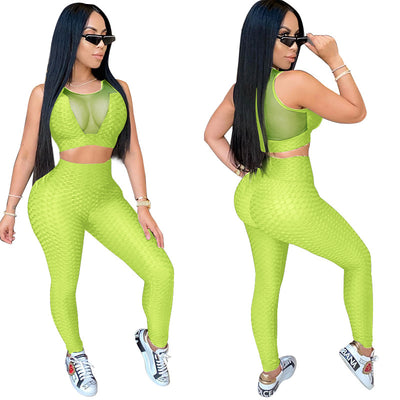 Tight See-Through Sexy Sleeveless Yoga Sports Suit