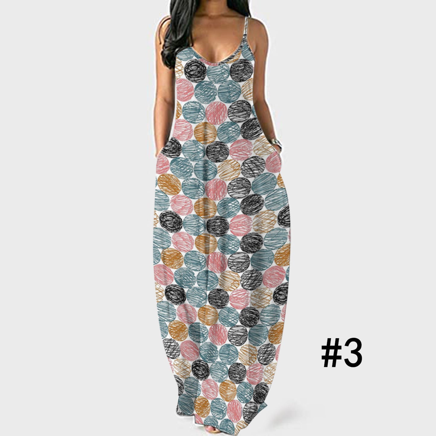Printed Sleeveless Sling Plus Size Women's Dress