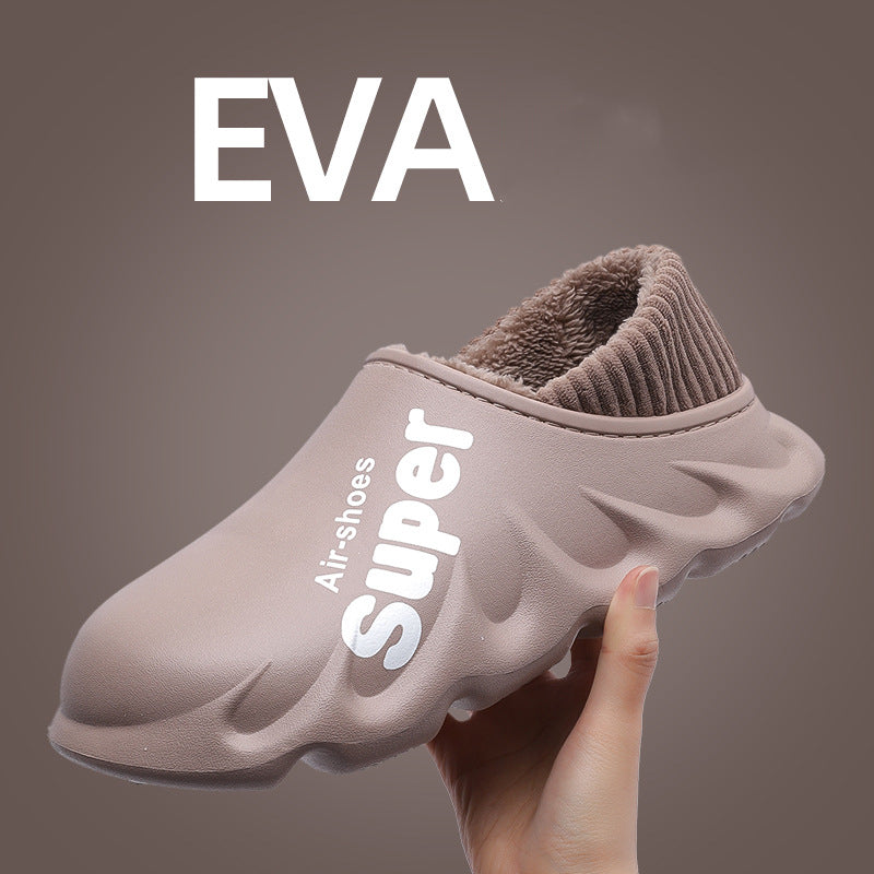 Home Slippers EVA Waterproof Warm Plush Indoor Shoes Couple Couple Shoes