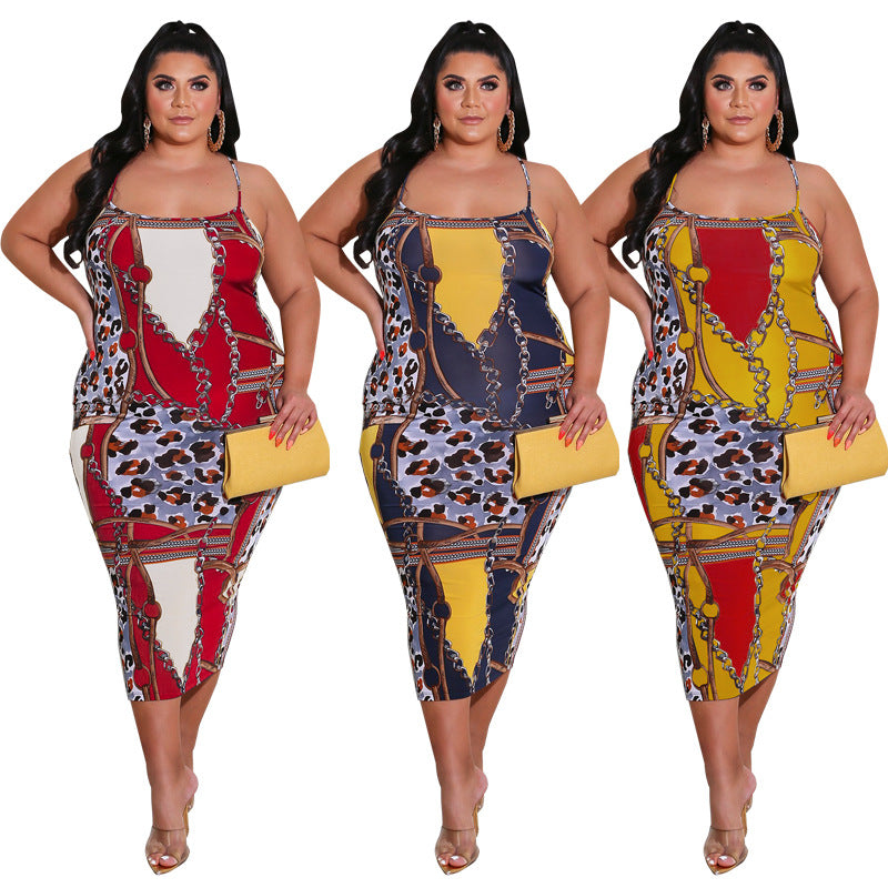 Women's New Printed Halter Sling Dress
