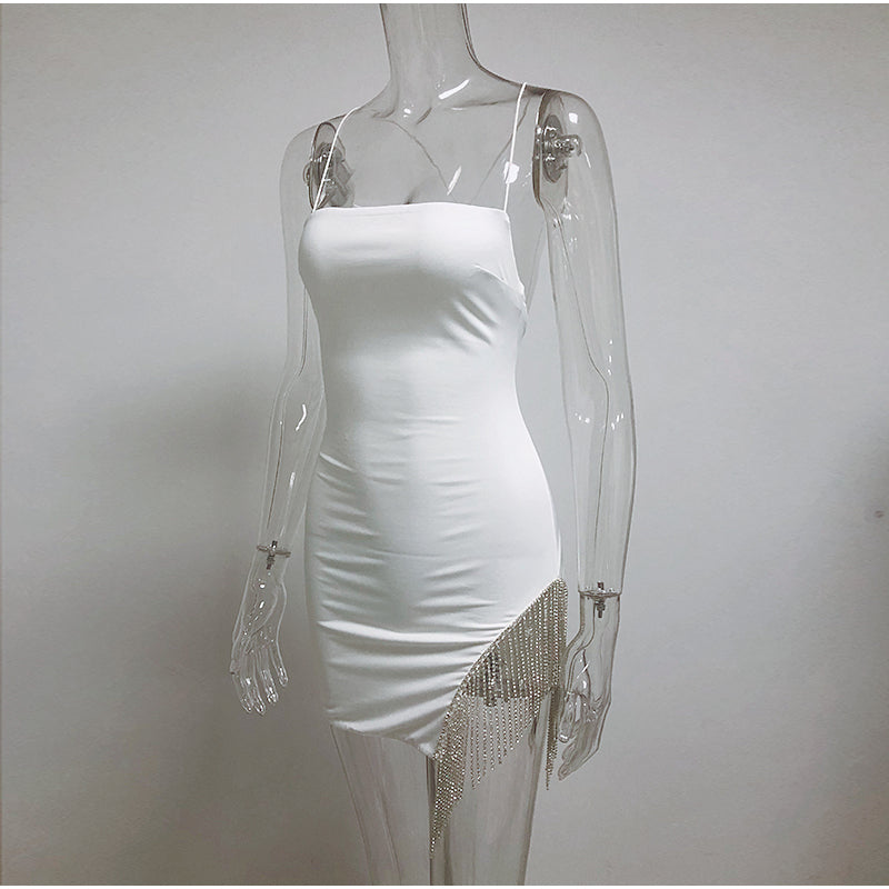 Fringe-paneled sexy camisole dress