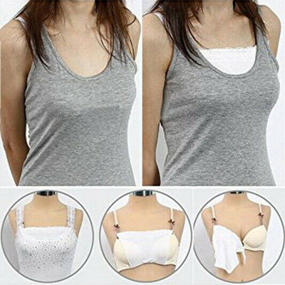 Women Quick Easy Clip-on Lace Mock Camisole Bra Insert Wrapped Chest Overlay Modesty Panel