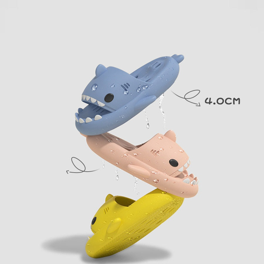 Shark Slippers With Drain Holes Shower Shoes For Women Quick Drying Eva Pool Shark Slides Beach Sandals With Drain Holes