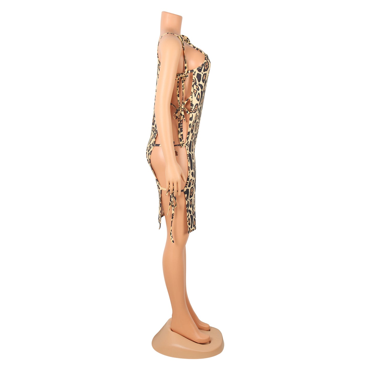 Sexy Leopard Print Strappy Sling Stitching Dress