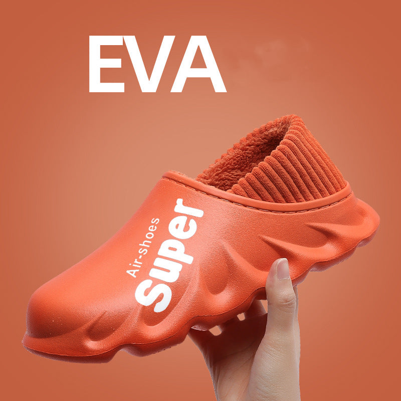 Home Slippers EVA Waterproof Warm Plush Indoor Shoes Couple Couple Shoes