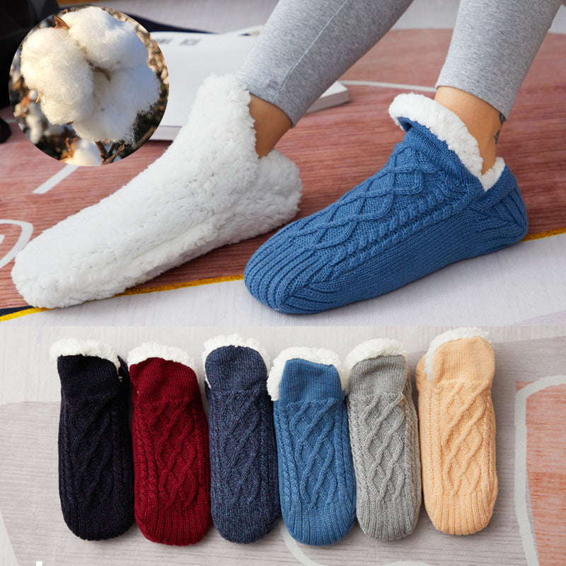 Winter Woolen Socks Women Thicken Warm Home Bedroom Socks Slippers Men Non-slip Foot Warmer Snow Socks Calcetines Mujer