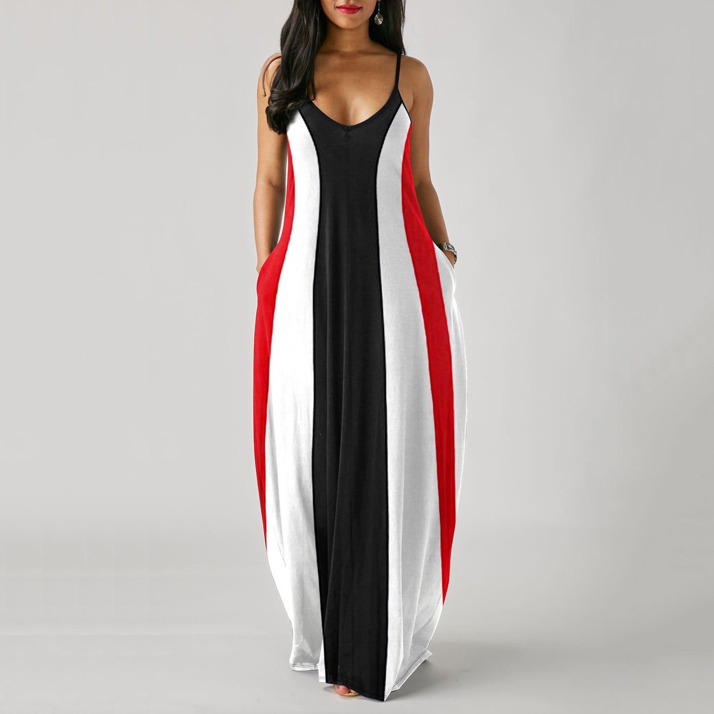Casual Print Plus Size Sling Long Dress