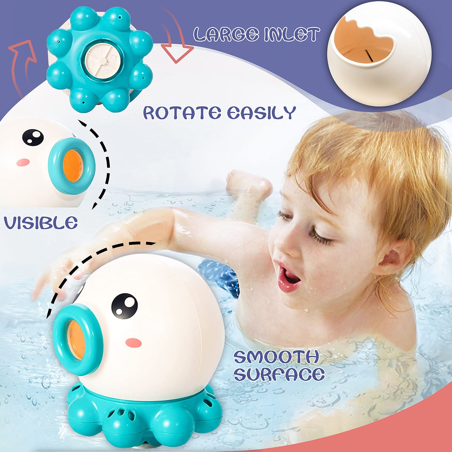 Octopus Fountain Bath Toy Water Jet Rotating Shower Bathroom Toy Summer Water Toys Sprinkler Beach Toys Kids Water Toys
