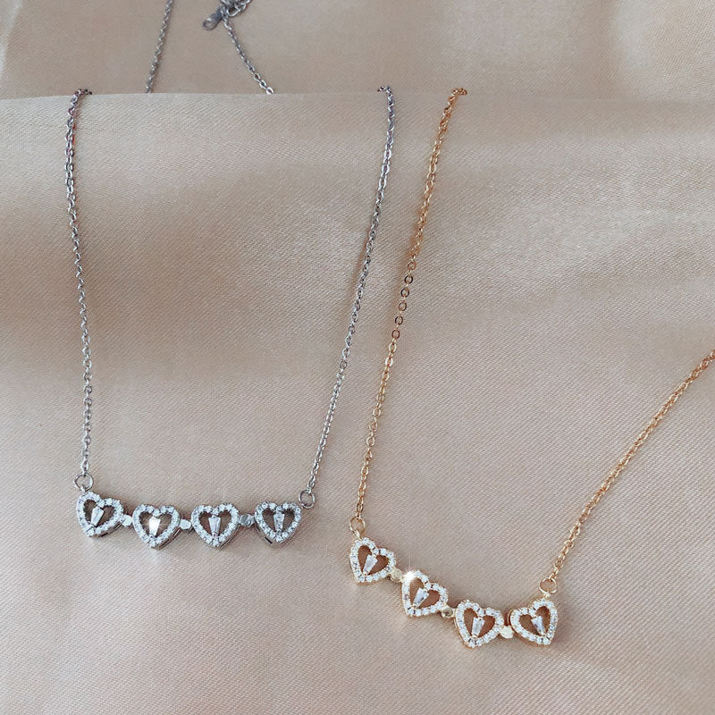 Explosive Style Detachable Deformed Four-leaf Clover Necklace For Women A Multi-wearing Zircon Small Love Short Clavicle Chain