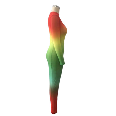 European And American Gradient See-through Dress