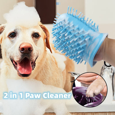 2 In 1 Dog Paw Cleaner Cup Soft Pet Dog Foot Cleaning Washer Brush Cup Portable Pet Foot Washer Paw Clean Brush Foot Cleaning Bucket Pet Products
