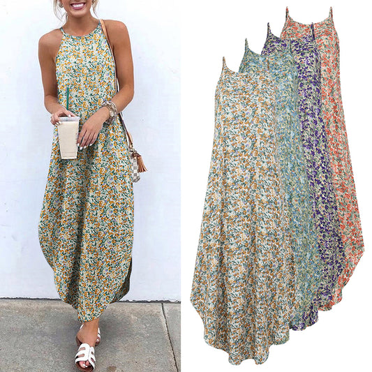 Sexy Sleeveless Print Maxi Dress