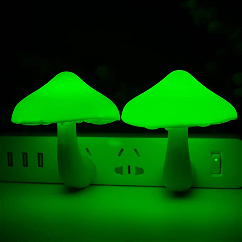 LED Night Light Mushroom Wall Socket Lamp EU US Plug Warm White Light-control Sensor Bedroom Light Home Decoration