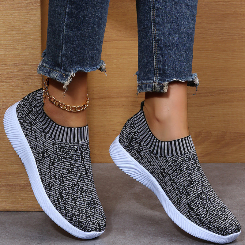 Stripe Knit Sock Shoes Flats Sneakers Running Walking Loafers